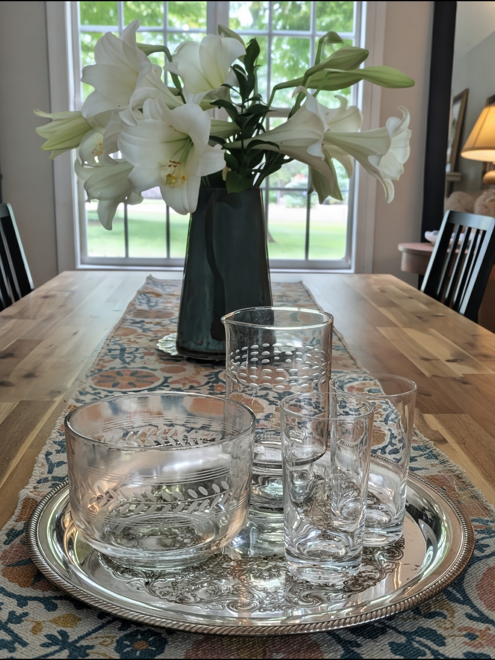 Curated Clear Etched Glass Drinkware Set For Your Bar